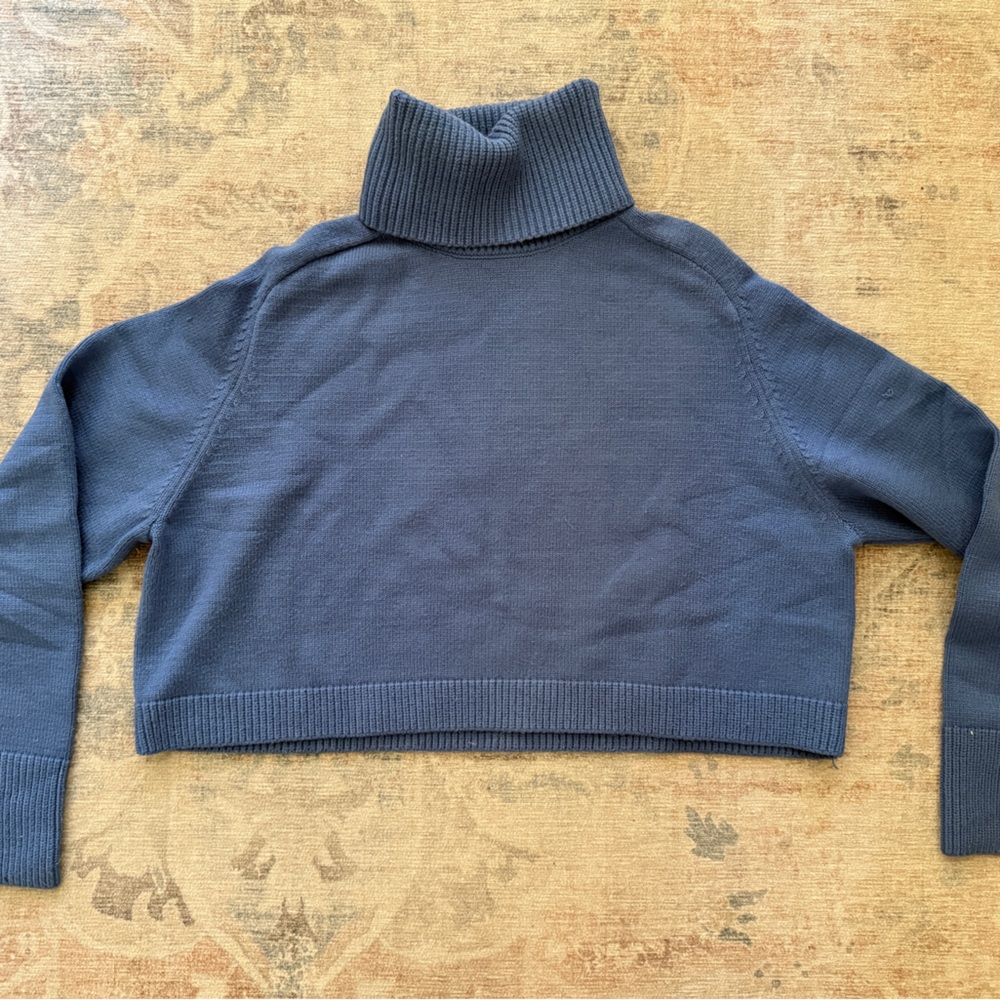 Zara Cropped Blue Turtleneck Sweater